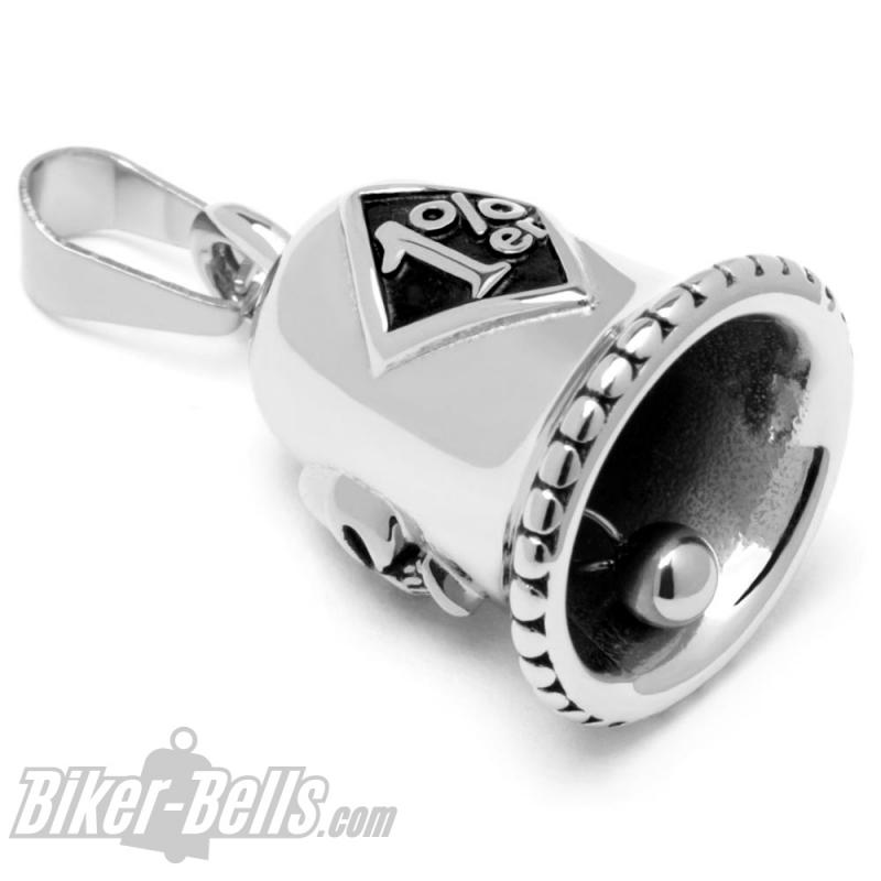 Massive 1%er Biker-Bell aus Edelstahl Onepercenter Outlaw Ride Bell Motorrad-Glöckchen